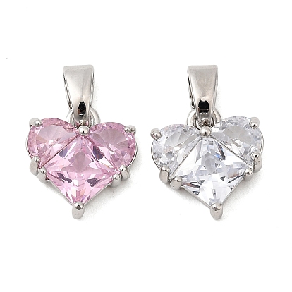 Латунные микро проложить кубического циркония прелести, сердце, платина