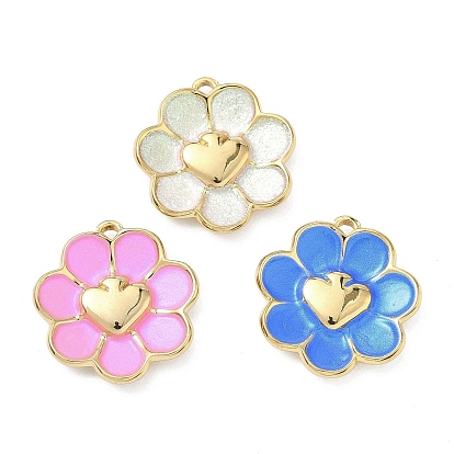 304 подвеска из нержавеющей стали, окрашенная распылением, цветок с сердечком, вакуумное покрытие pvd, реальный 18 k позолоченный