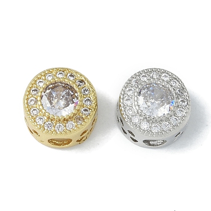 Покрытие стойки латунь микропаве прозрачные кубические циркониевые бусины, долговечный, без свинца и без кадмия, плоско-круглые