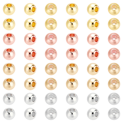 320шт 4 стиль латунные сплошные бусины, долговечный, рондель и круглый