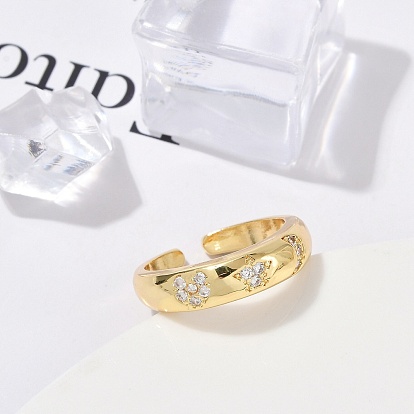 Кольца-манжеты для женщин со звездой, сердцем и луной из латуни с микропаве из прозрачного кубического циркония, долговечный, без кадмия и без свинца