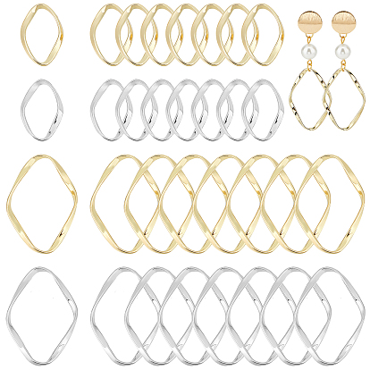 40pcs 4 anneaux de liaison en alliage de style, rhombus torsadée