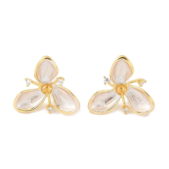 Серьги-гвоздики из латуни и стерлингового серебра в виде цветка