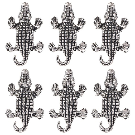 Сплавочные европейские бусины, бусины с большим отверстием, Крокодил / Аллигатор