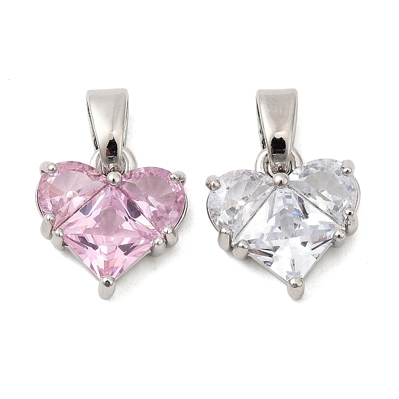 Латунные микро проложить кубического циркония прелести, сердце, платина