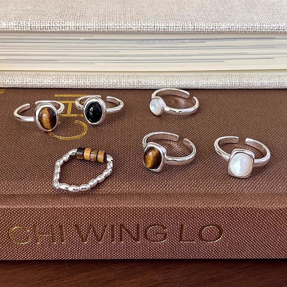 Латунные манжетные кольца с драгоценными камнями, платина