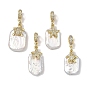 Ocean Natural Baroque Keshi Pearl and Brass Micro Pave Cubic Zirconia European Dangle Charms, Rectangle with Starfish/Turtle Large Hole Pendants, White