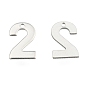 201 Stainless Steel Number Charms, 11x5.5~8x0.5mm, Hole: 1mm