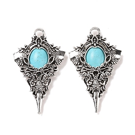 Synthetic Turquoise Pendants, Kite Charms, with Alloy Findings