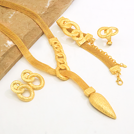 Наборы браслетов, сережек, ожерелий и колец из переплетающихся железных звеньев для женщин