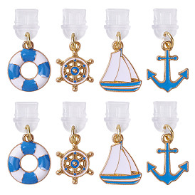 8 шт 4 стиль пластиковые мобильные пылезащитные заглушки, с подвесками из эмали и сплава , морская тема, золотые