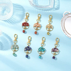 Подвеска из сплава «дерево жизни», Чакра натуральные и синтетические драгоценные камни и застежки-клешни лобстера подвески для украшений сумок