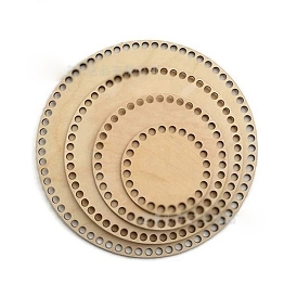 Wooden Basket Bottoms, Crochet Basket Base, for Basket Weaving Supplies and Home Decoration Craft, Flat Round
