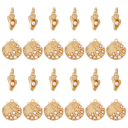 28шт 2 стили подвески из цинкового сплава, с акриловыми шариками, золотые