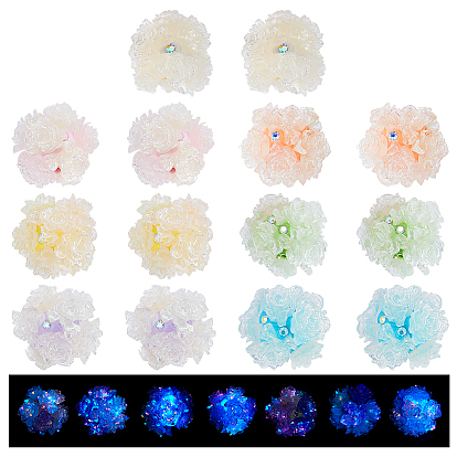 12 шт. 6 Цветные светящиеся бусины из полимерной глины ручной работы, цветок, светится в темноте