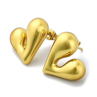Ion Plating(IP) 304 Stainless Steel Stud Earrings, Heart