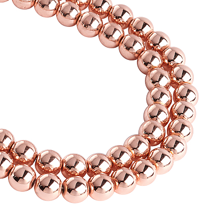 2 Strand Electroplate Non-magnetic Synthetic Hematite Beads Strands, Beads Strands, Round