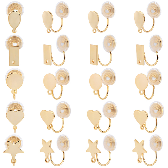 20шт. 5 стили латунные клипсы фурнитура, с петлей, долговечный, без никеля , разнообразные