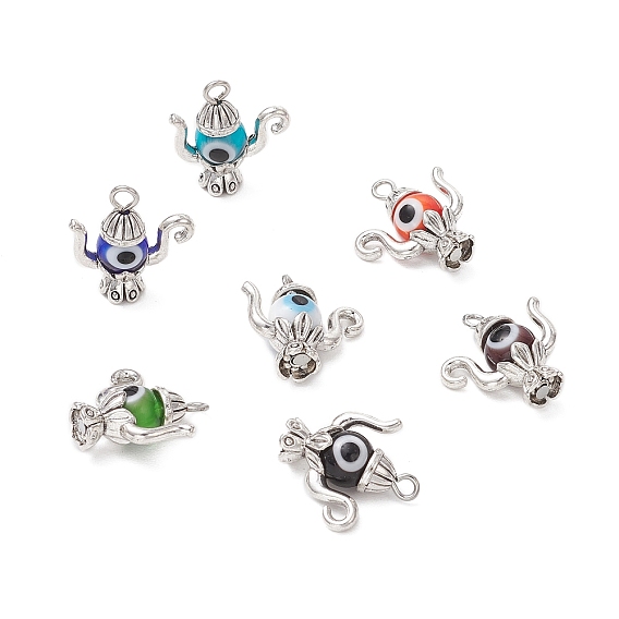 Ручной зла подвески бусины глаз, чайник, с тибетском стиле сплава