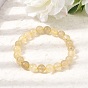 Natürliche goldfarbene, rutilierte Quarzperlen (gefärbt und erhitzt), runde, elastische Armbänder für Damen