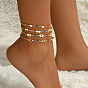 Модные старинные латунные цветные эмалевые женские браслеты на ногу, 18 к позолоченные