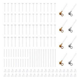 8 шт. 4 стиль 304 шарообразный штифт из нержавеющей стали для серьги, с 120пластиковыми ушными гайками и 80силиконовыми втулками для серег
