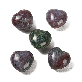 Natural Indian Agate Heart Love Stone, Healing Pocket Palm Stone for Reiki Balancing
