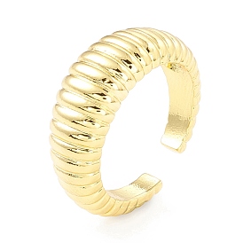 Rack Plating Brass Croissant Open Cuff Ring for Women, Cadmium Free & Lead Free