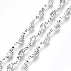 304 Stainless Steel Link Chains, Soldered, Leaf