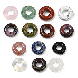 Gemstone Pendants, Donut/Pi Disc Charms