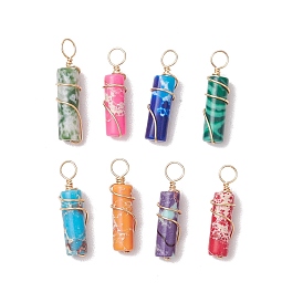 Подвески из медной проволоки с колоннами из драгоценных камней, золотые