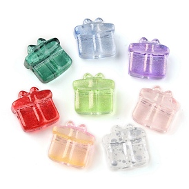 Transparent Glass Beads, with Glitter Powder, Gift Box