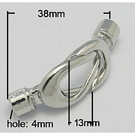 Cierres magnéticos de aleación con extremos para pegar,  torcedura, 38x13 mm, agujero: 4 mm