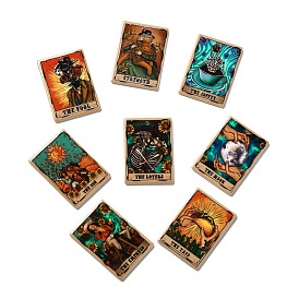 Printed Acrylic Pendants, Rectangle with Tarot Card Theme Pattern Charm