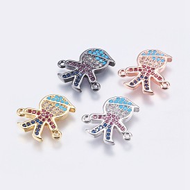 Brass Micro Pave Cubic Zirconia Links, Boy