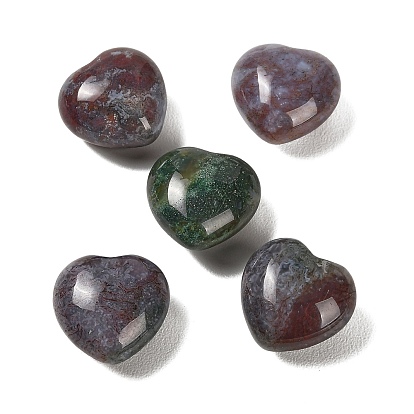 Natural Indian Agate Heart Love Stone, Healing Pocket Palm Stone for Reiki Balancing