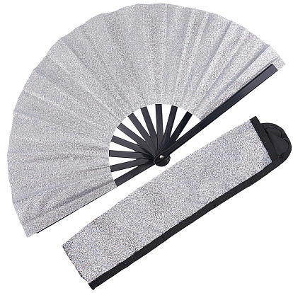 Веер из блестящего пластика и ткани Оксфорд с чехлами для вееров, для партии, танцевальное украшение