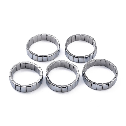 Stretch-Armband mit rechteckigen Perlen aus natürlichem Terahertz-Stein, Edelstein stapelbares Armband für Frauen Männer