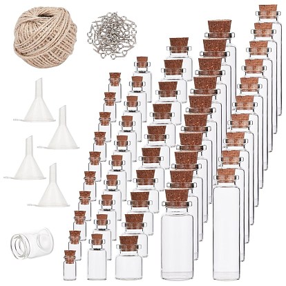 Glasflaschensets, Ich wünsche eine Flasche, mit Korkstopfen, Eisenschraube Ösenstift Heringe Kautionen, Trichter aus Kunststoff und Jutegarn