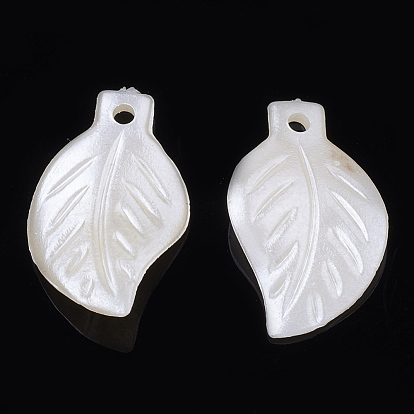 ABS Plastic Imitation Pearl Pendants, Leaf