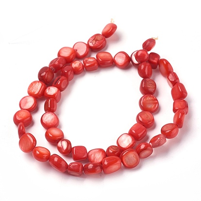 Freshwater Shell Beads Strands, Dyed, Nuggets