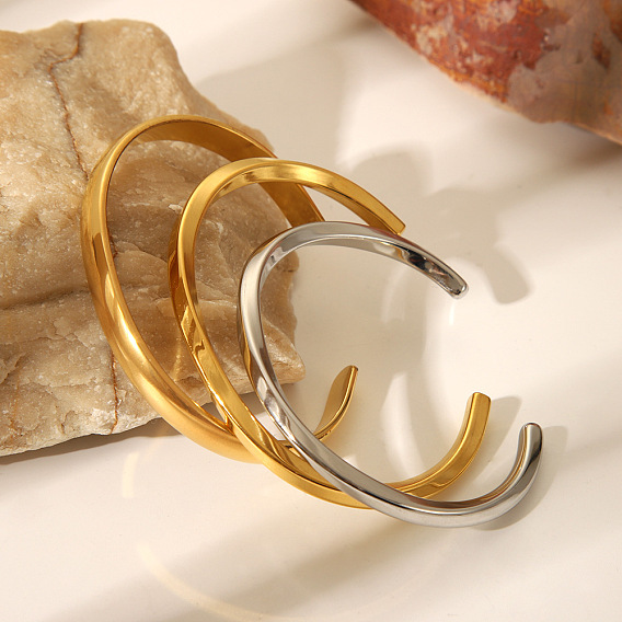 Винтажные европейские и американские браслеты-манжеты из нержавеющей стали для женщин