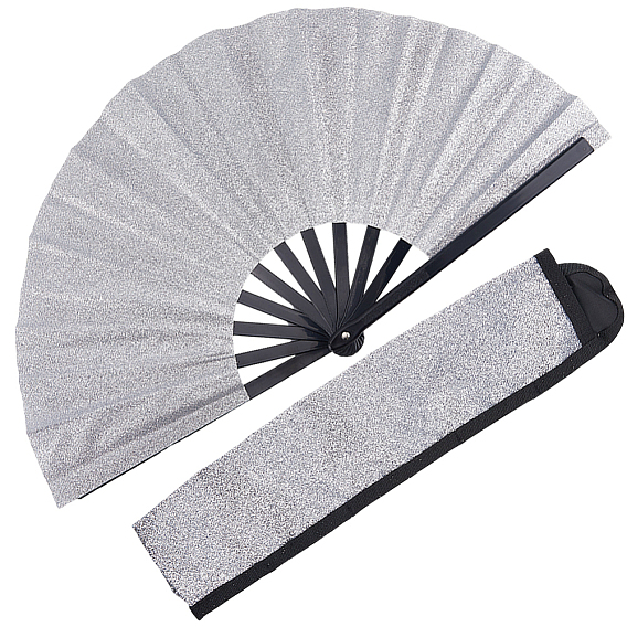 Веер из блестящего пластика и ткани Оксфорд с чехлами для вееров, для партии, танцевальное украшение