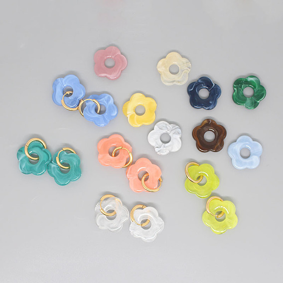 Винтажные милые серьги-цветы из акриловой смолы с металлическими обручами, украшения