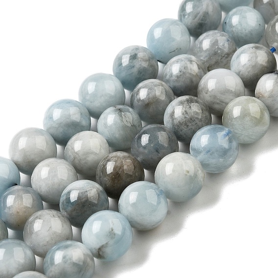 Природные Аквамарин бисер нитей, круглые