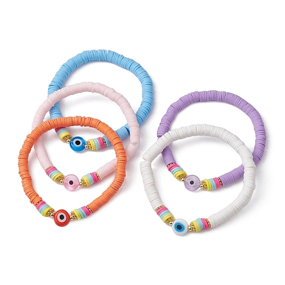 Браслет из полимерной глины Heishi Surfer стрейч, зло браслет бусины глаз