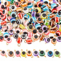 Resin Beads Link Connectors, with Golden Brass Eye Pin, Round with Evil Eye
