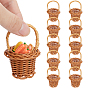 Mini cesta de imitación de ratán de plástico, accesorios de casa de muñecas micro paisaje hogar, simulando decoraciones de utilería