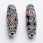 Овальные бусины индонезийского стиля, с алюминиевыми жилами металл платиновой группы цветных, 60x17 мм, отверстие : 4 мм