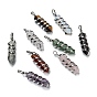 Natural & Synthetic Gemstone Pointed Pendants, with Platinum Iron Findings, Bullet